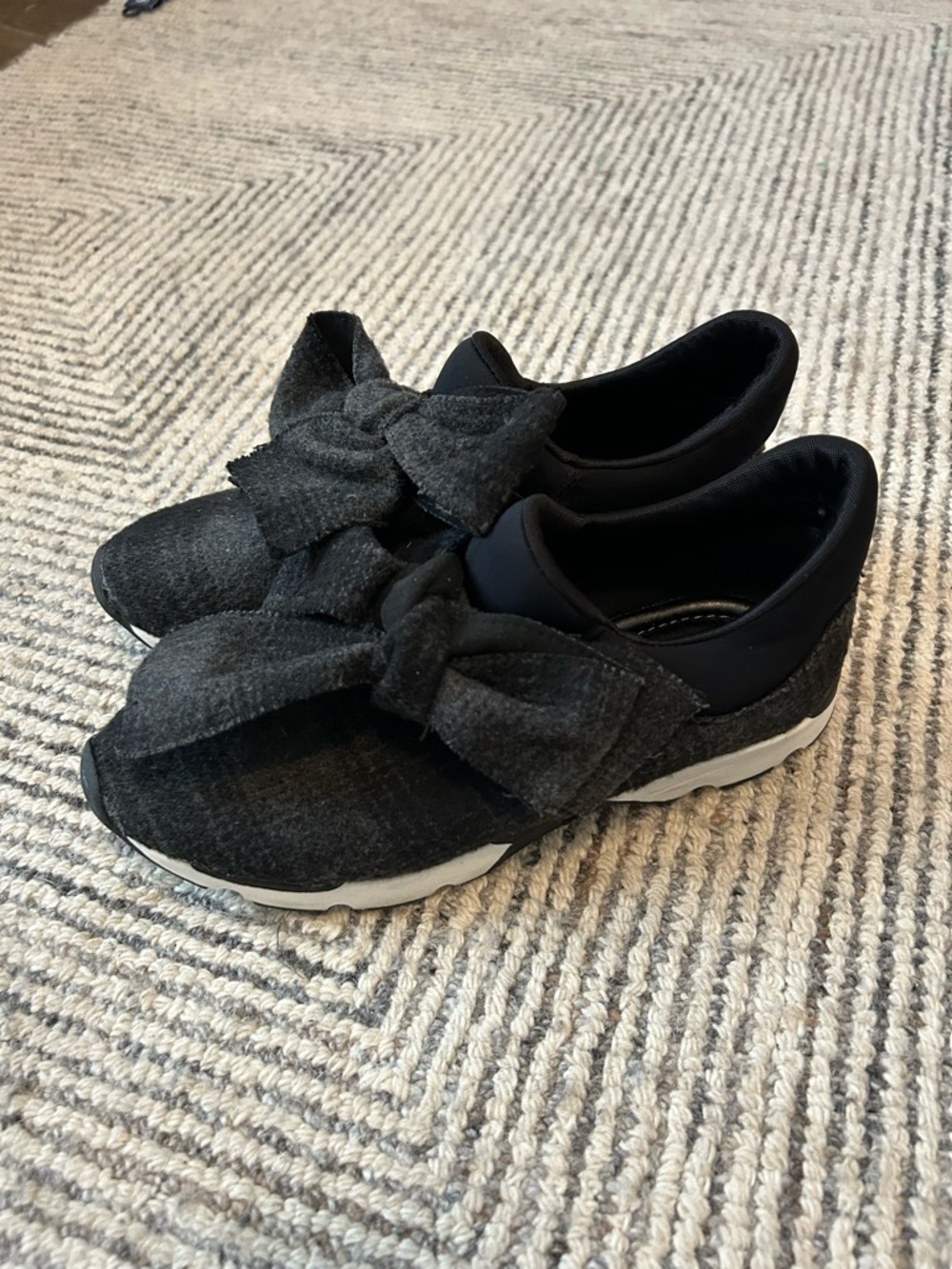 ALL BLACK Bow Slip-On Sneakers in Charcoal Gray Size 38 | 7.5